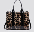 Leopard Print Patent Tote Bag