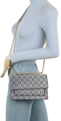 Grey G-Pattern Chain Shoulder Bag