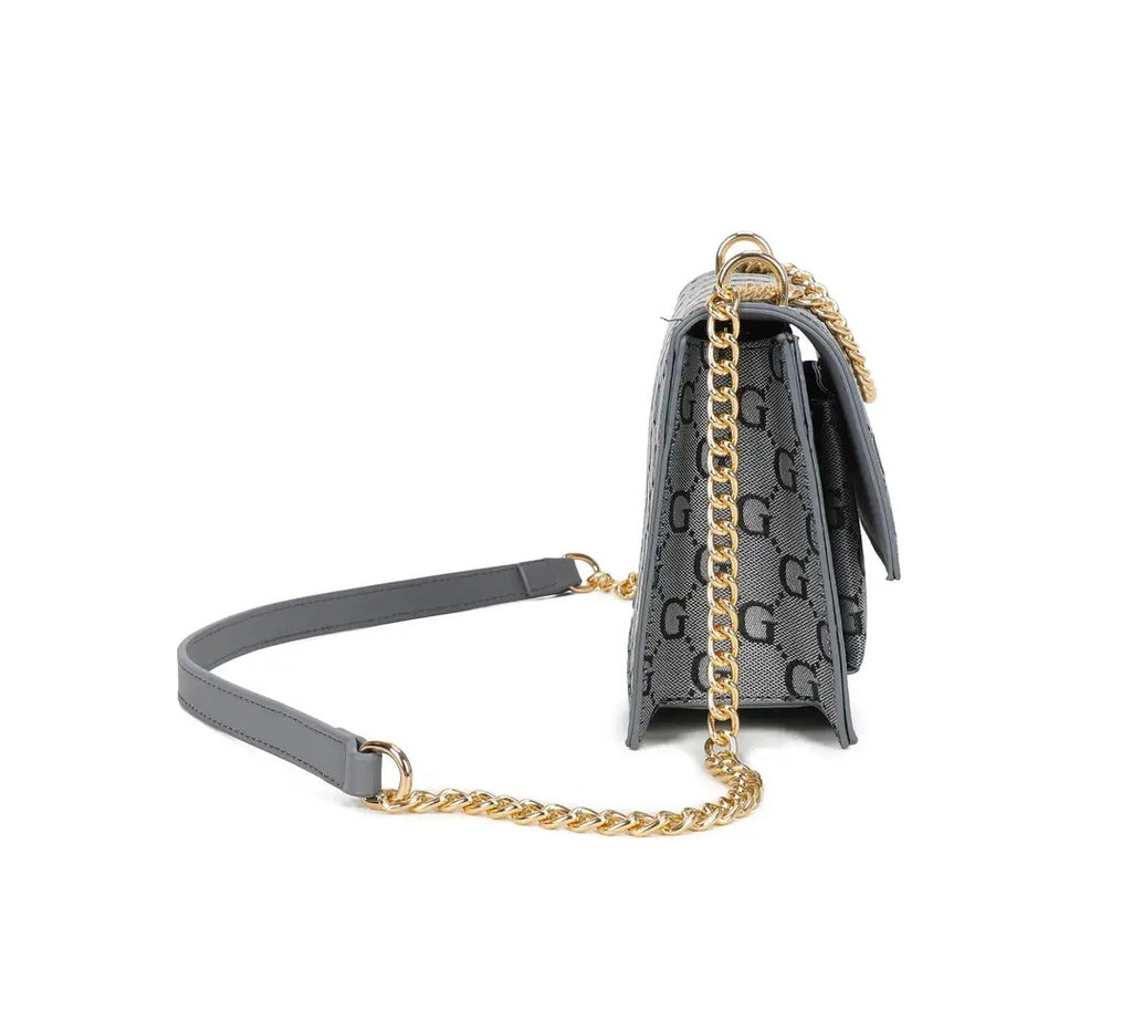 Grey G-Pattern Chain Shoulder Bag