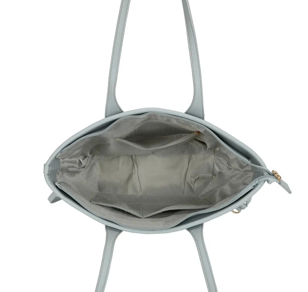 Large Shoulder Tote Bag with Zip Closure and Gold Tone Hardware