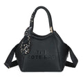 Black Textured PU Leather Tote Bag with Silk Scarf Detail