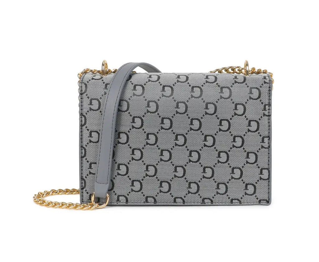 Grey G-Pattern Chain Shoulder Bag