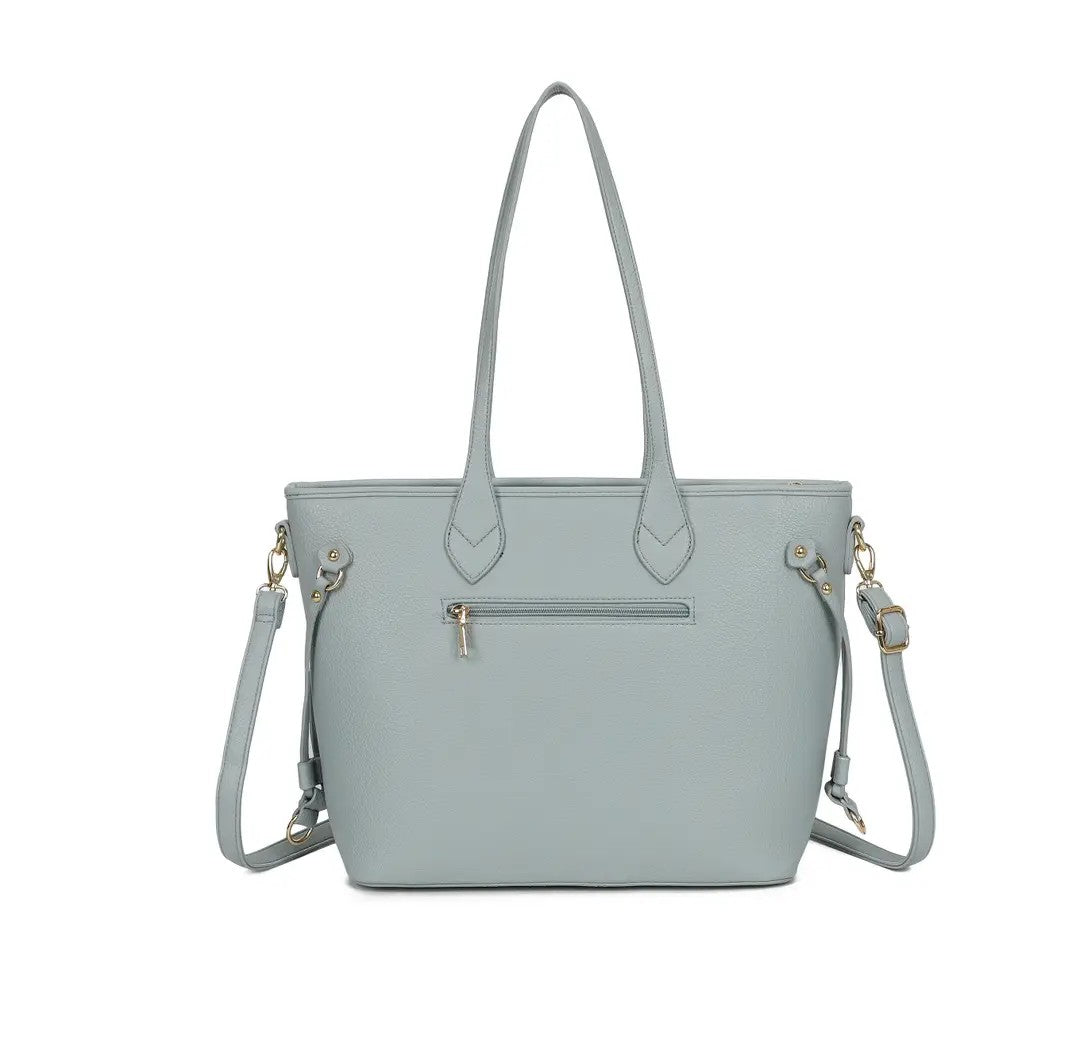 Large Shoulder Tote Bag with Zip Closure and Gold Tone Hardware